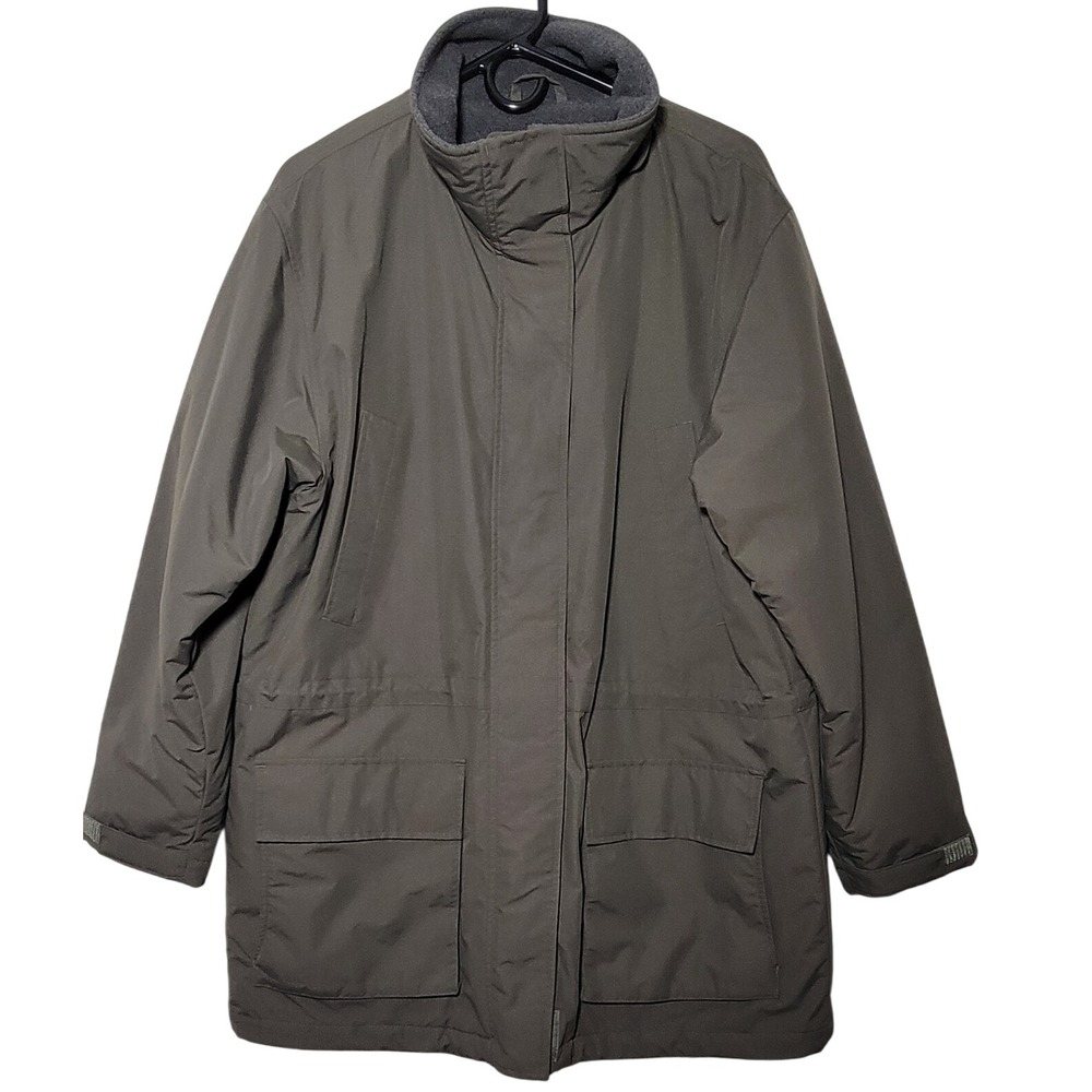 Lands End‎ Women's L (14-16) Olive Green Fleece Lined Hooded Winter Parka Jacket